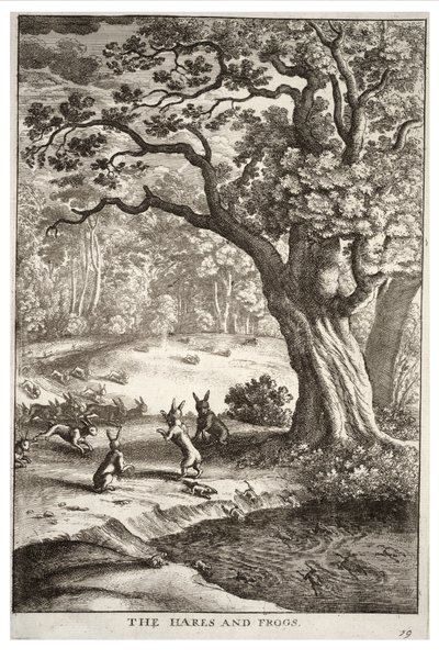 野ウサギとカエル 作： Wenceslaus Hollar